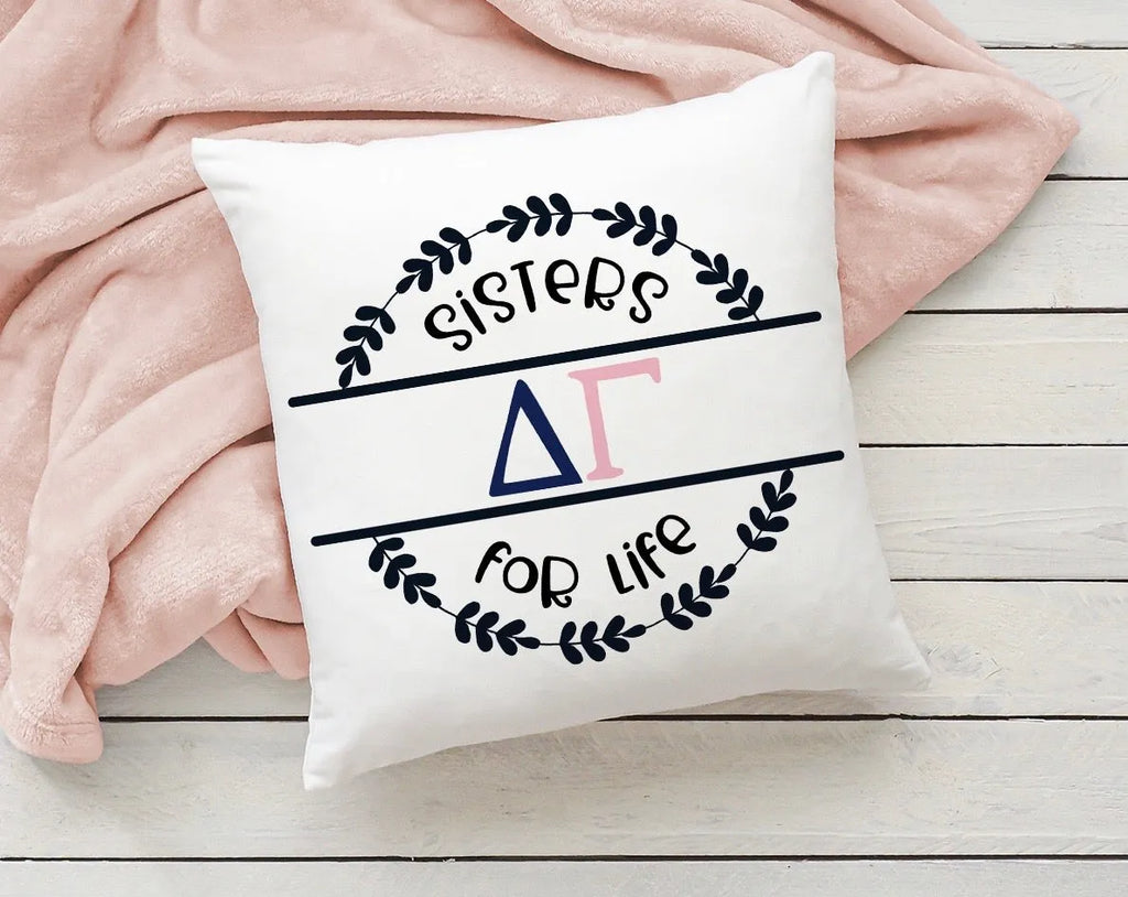 Delta Gamma Throw Pillow Cover -18" - Sisters for Life | Gifts and Decor | Festive Fit Home