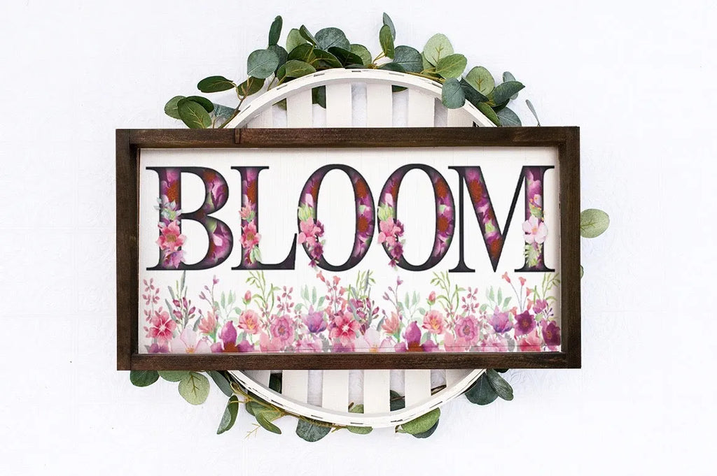 BLOOM Wood Sign, Spring Wood Sign, Festive Fit Home, Farmhouse Sign, Spring Artwork, Summer Artwork, BLOOM Alphabet Sign, Floral Wood Sign