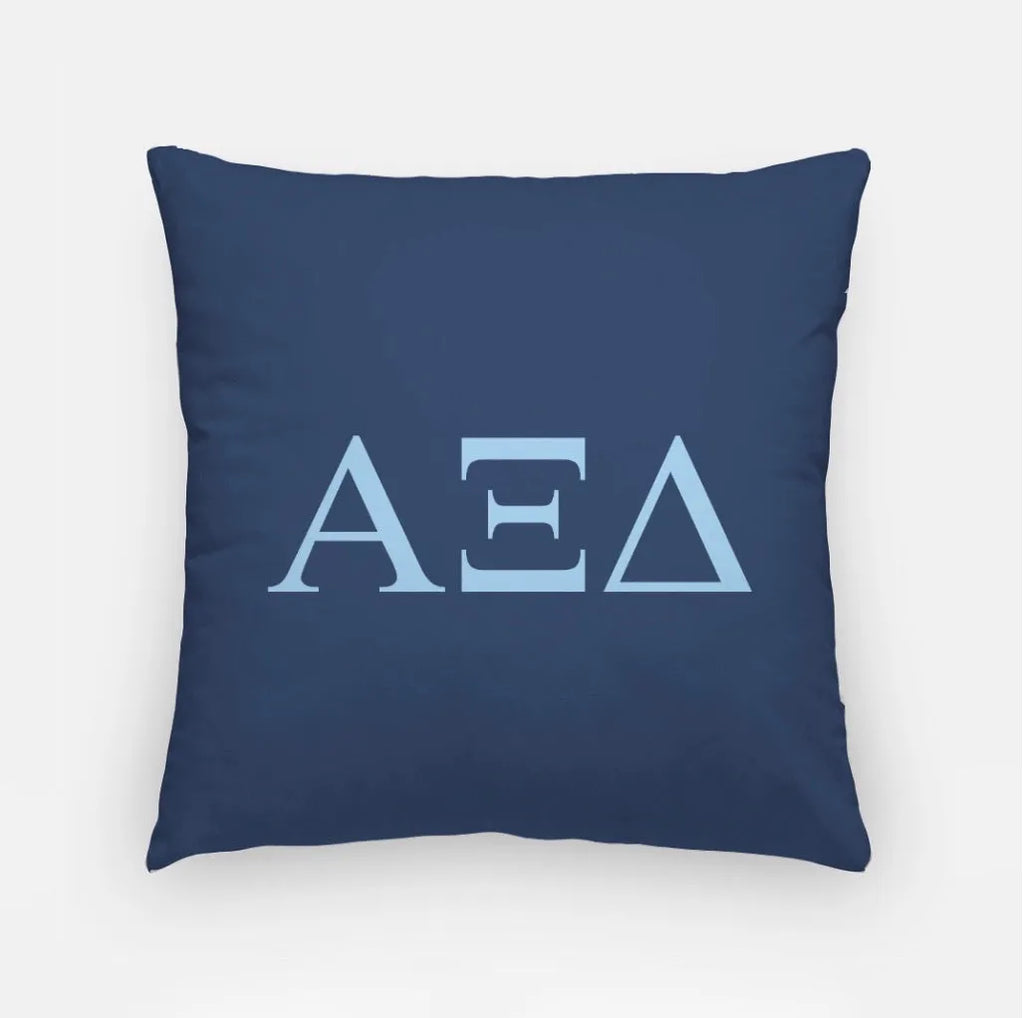 Alpha Xi Delta Blue Throw Pillow Cover - Greek Letters 18" | Custom Gifts | Dorm Decor | Festive Fit Home