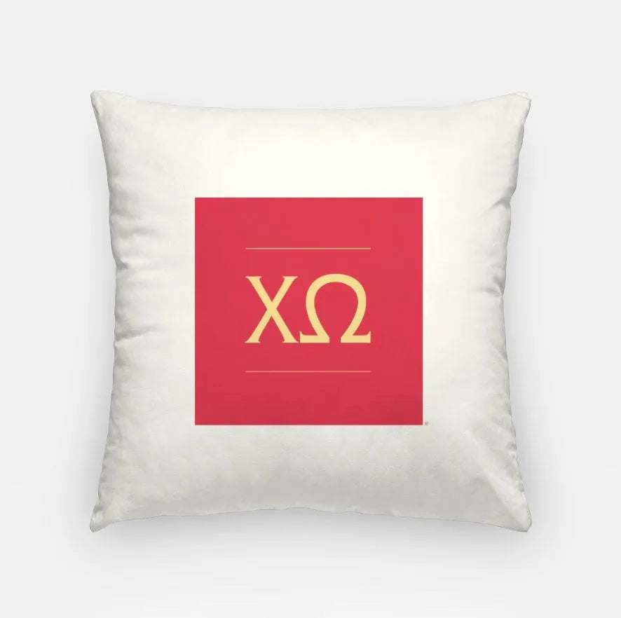 Chi Omega Traditional Pillow Cover 18" - Cardinal | Dorm Decor | Gifts | Festive Fit Home