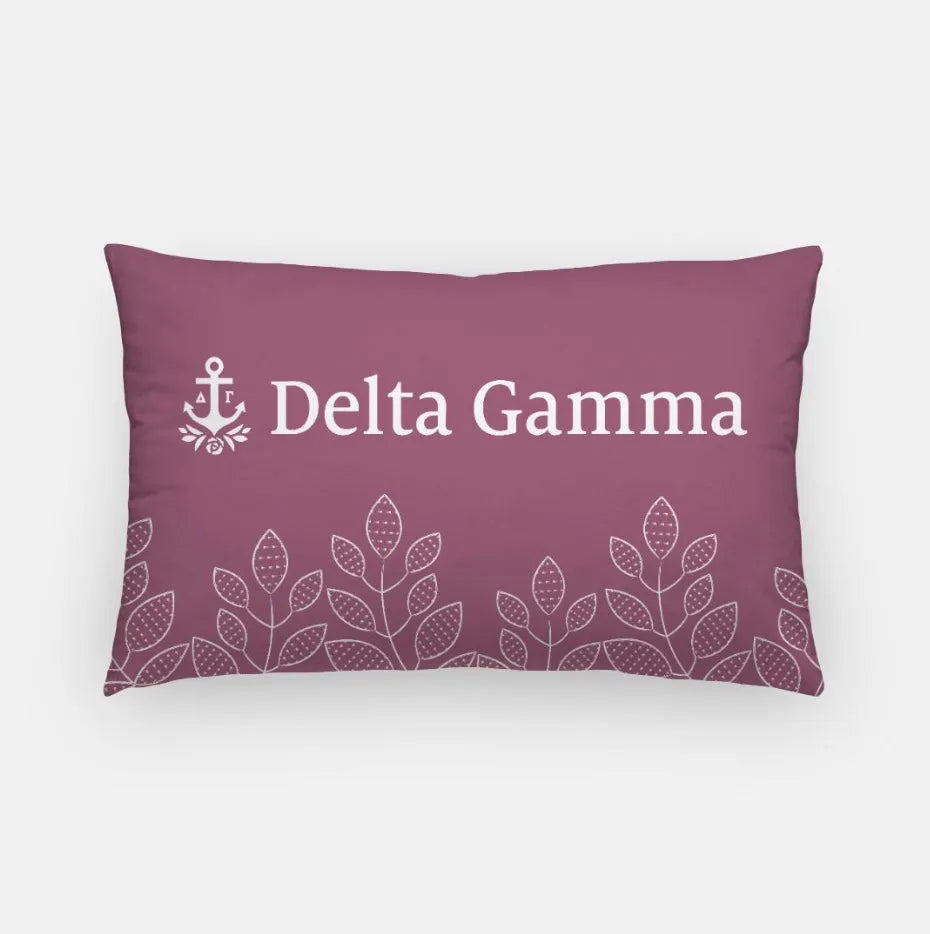 Delta Gamma Floral Lumbar Pillow Cover | Custom Gifts and Dorm Decor | Festive Fit Home