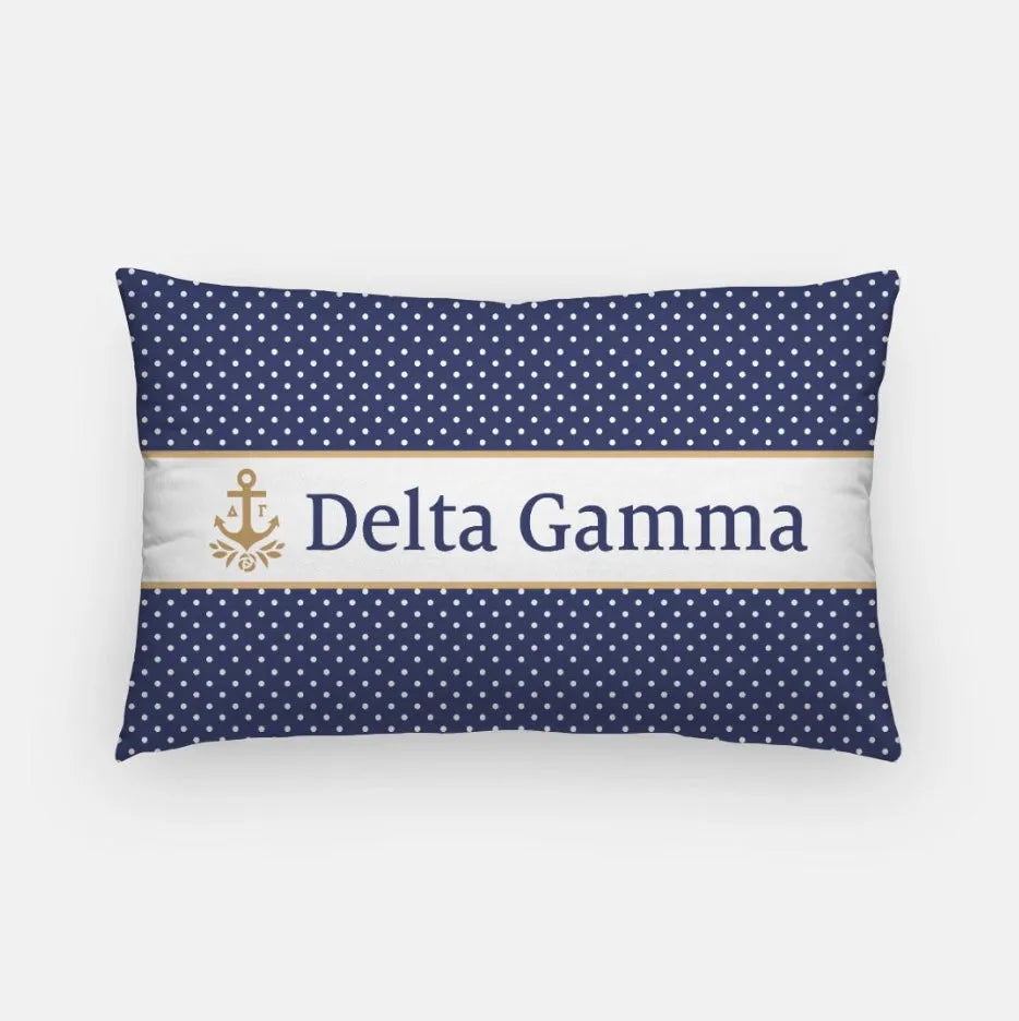 Delta Gamma Lumbar Pillow Cover - Polka Dots | Gifts and Dorm Decor | Festive Fit Home