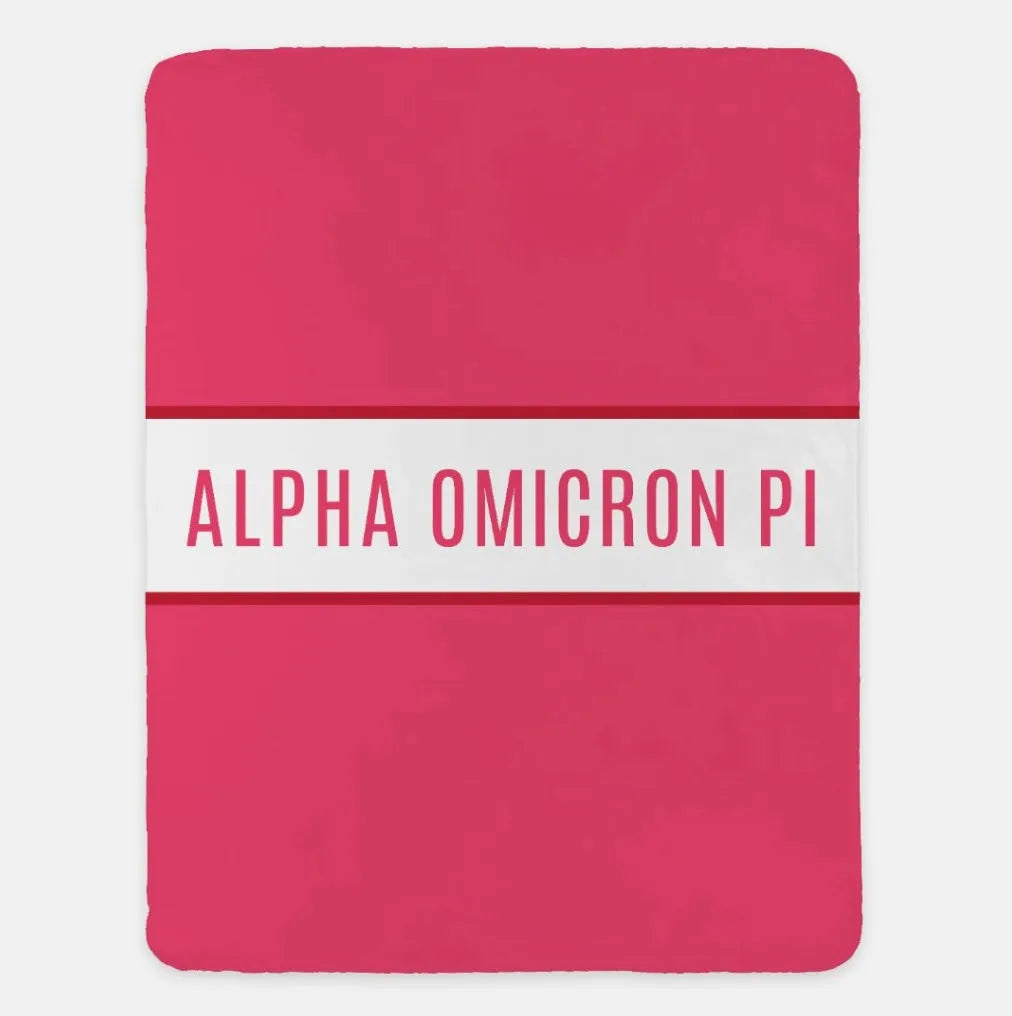 Alpha Omicron Pi Blanket 60"x80"  Center Band | Gifts | Dorm Decor | Festive Fit Home