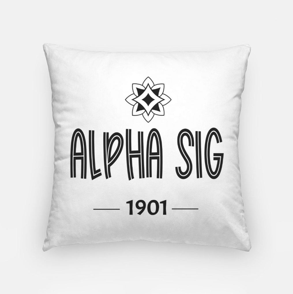 Alpha Sig Throw Pillow Cover - Logomark 1901 18" | Dorm Decor | Gifts | Festive Fit Home