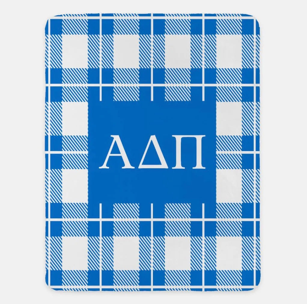 Alpha Delta Pi XL 60x80 Plaid Sherpa Blanket | ADPi Gifts & Decor