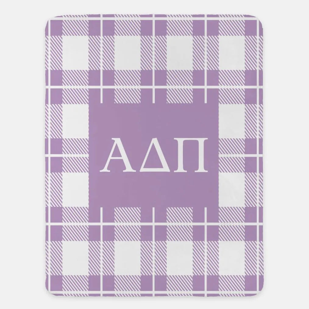 Alpha Delta Pi XL 60x80 Plaid Sherpa Blanket | ADPi Gifts & Decor