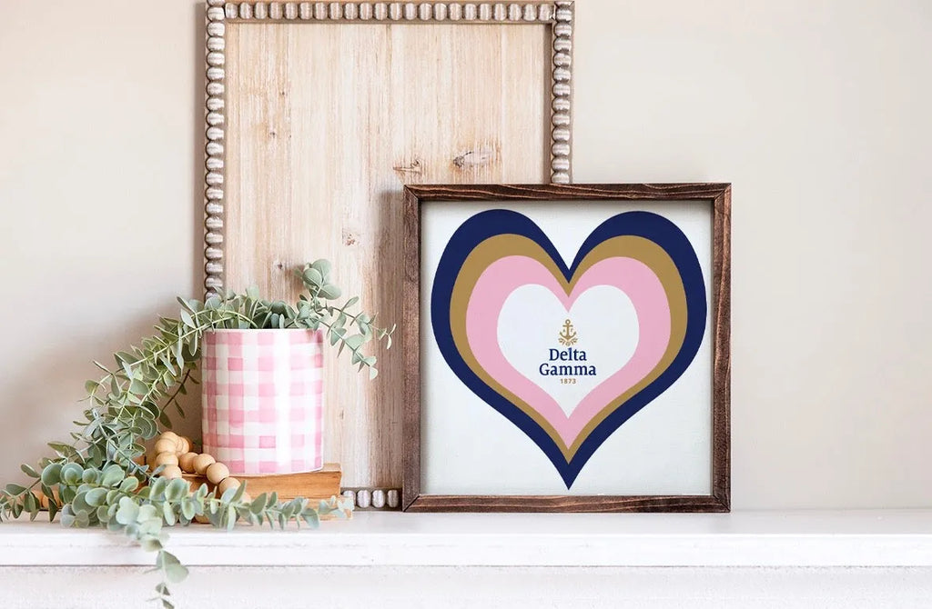 Delta Gamma Heart Sign -  12"x12" | Delta Gamma Gifts and Merchandise | Festive Fit Home