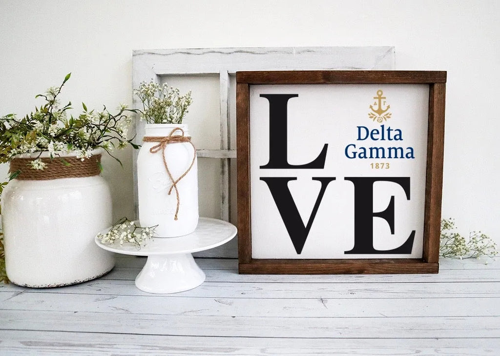 Delta Gamma "LOVE" Framed Sign - Traditional 12"x12" | Gifts 