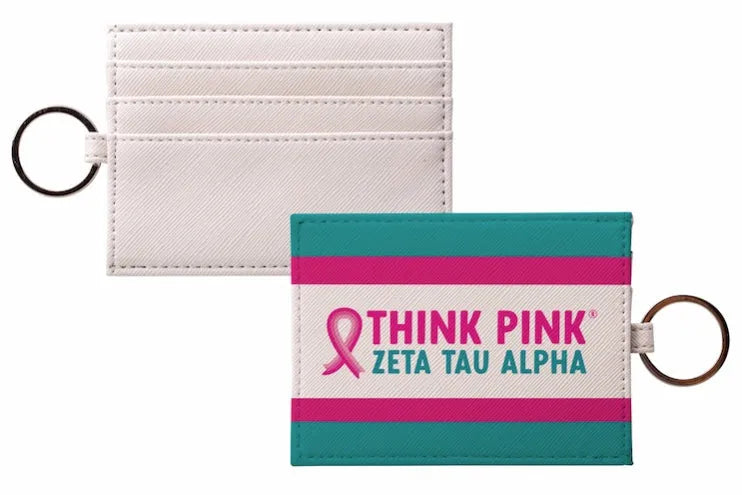 Zeta Tau Alpha Cardholder Saffiano Leather Finish - Think Pink