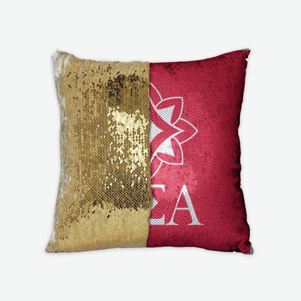 Alpha Sigma Alpha Sequin Reversible Pillow Cover - Logomark | Gifts and Dorm Decor | Festive Fit Home