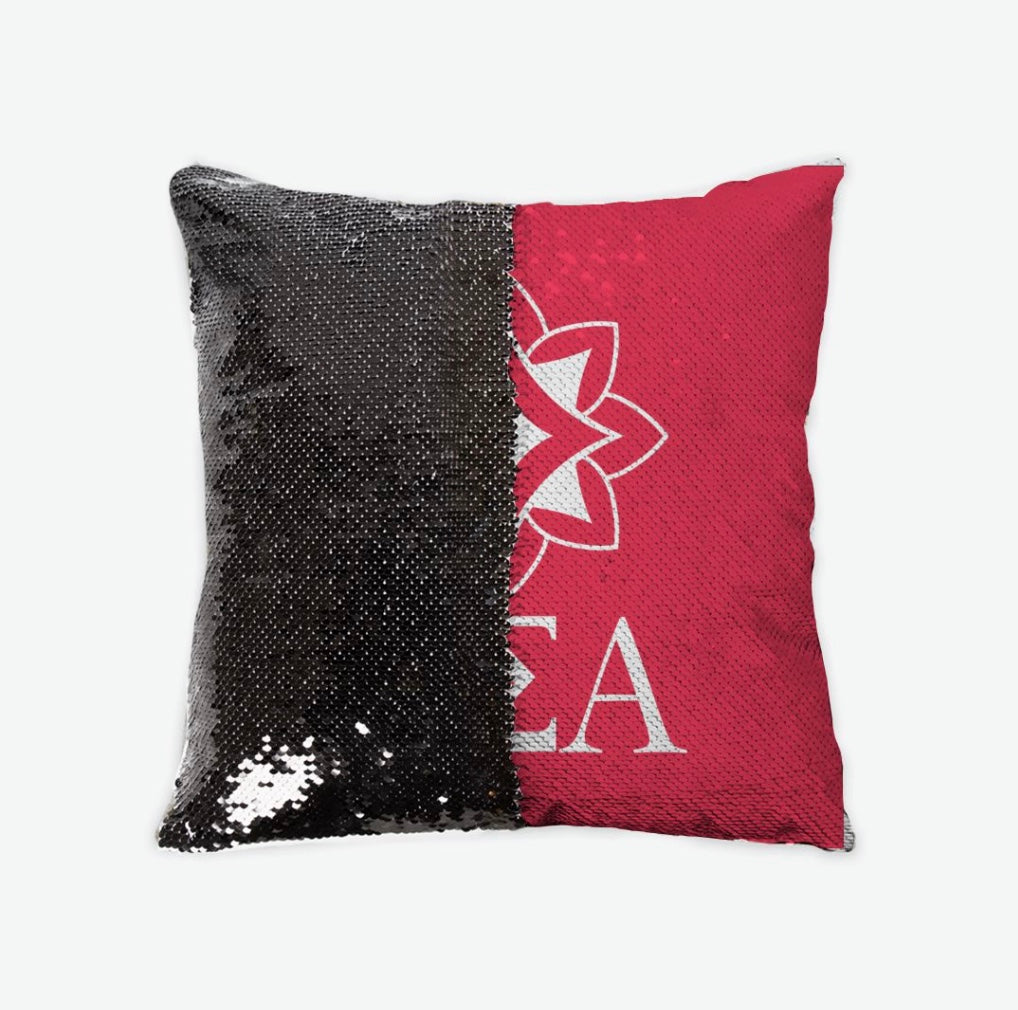 Alpha Sigma Alpha Sequin Reversible Pillow Cover - Logomark | Gifts and Dorm Decor | Festive Fit Home