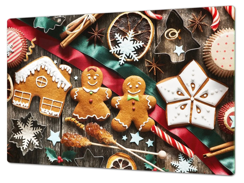 Glass Range Cover | Multi-Purpose Charcuterie Board - Gingerbread Man | Christmas Cookie Tray | Festive Fit Home