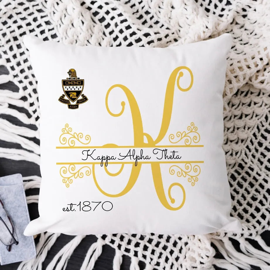 Kappa Alpha Theta Monogram Pillow Cover - 18" | Official Merchandise | Custom Gifts and Dorm Decor | Festive Fit Home