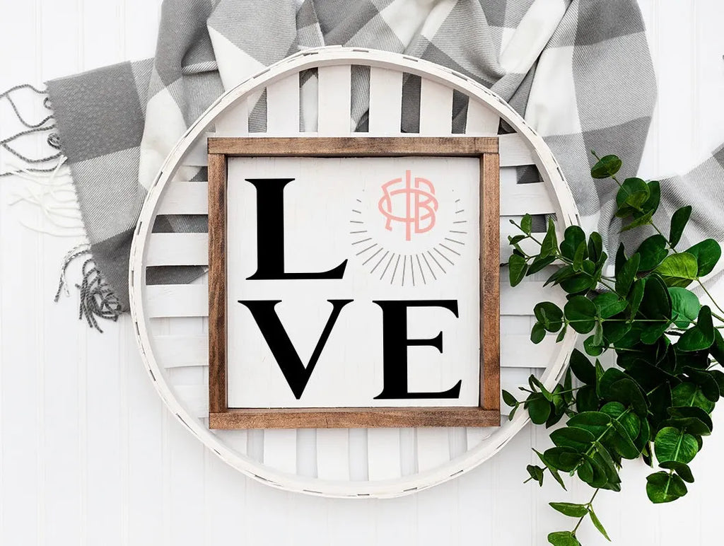 Gamma Phi Beta "LOVE" Wood Framed Sign - 12"x12" | Gift Shop | Decor | Festive Fit Home