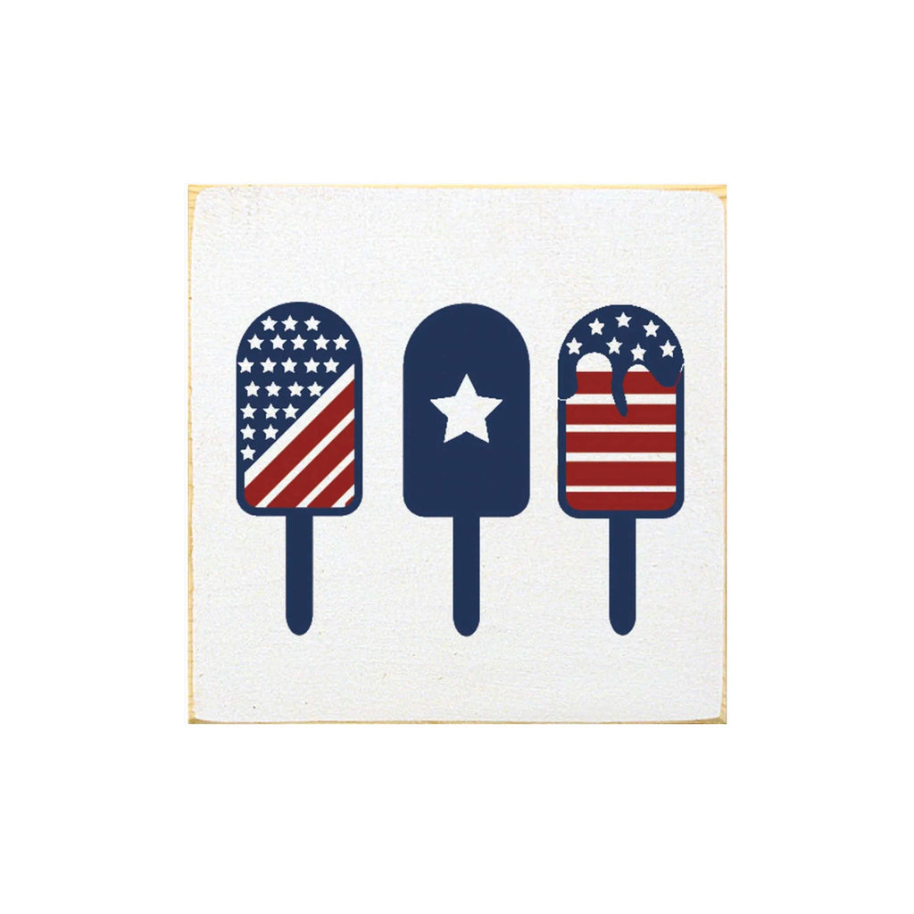 American Popsicles Wood Sign  7"x7" | Americana and Patriotic Decor  