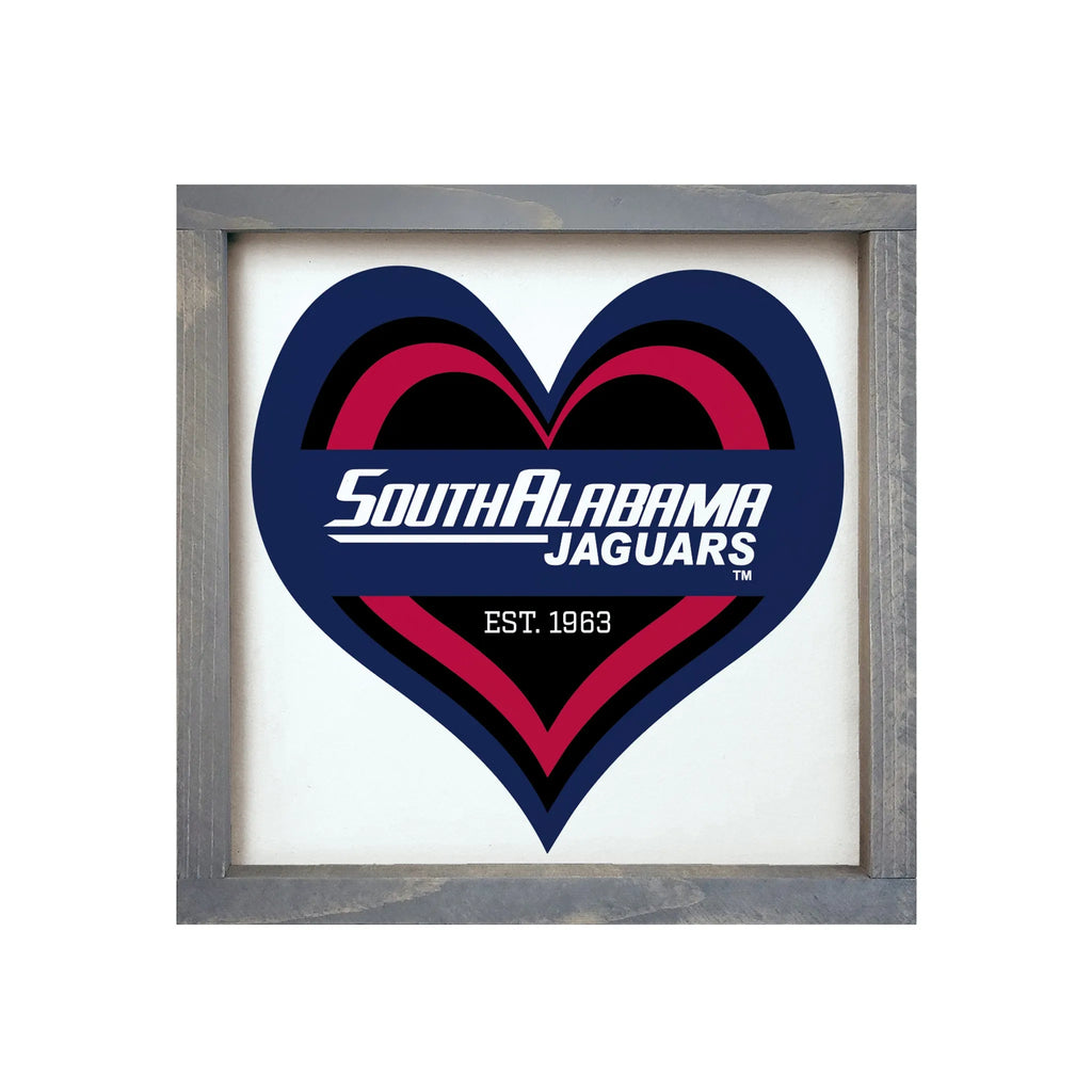 University of South Alabama Wood Sign - Layered Heart - 12"x12"| Gifts