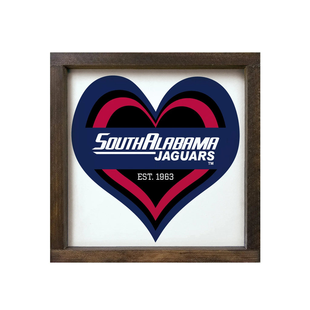 University of South Alabama Wood Sign - Layered Heart - 12"x12"| Gifts