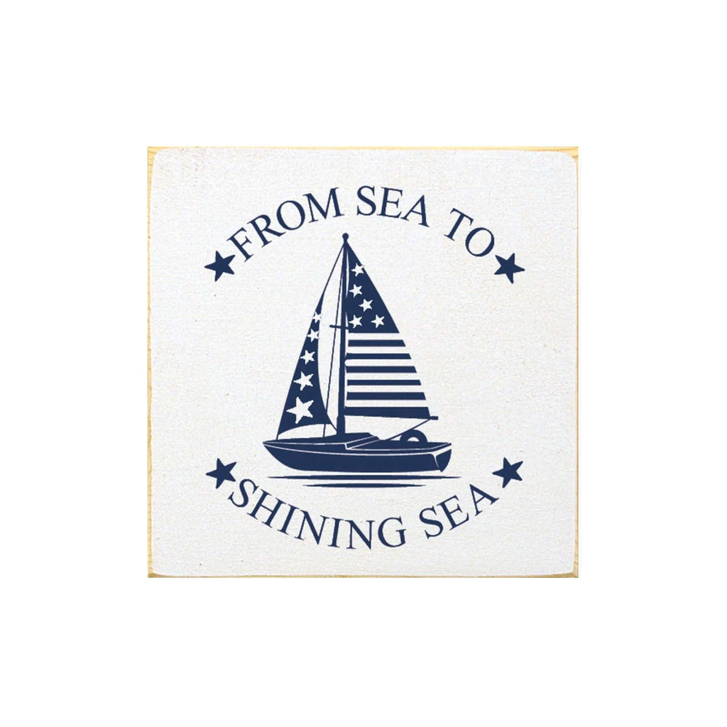 From Sea to Shining Sea Wood Sign - 7"x7" | Americana | Nautical Decor | Festive Fit Home