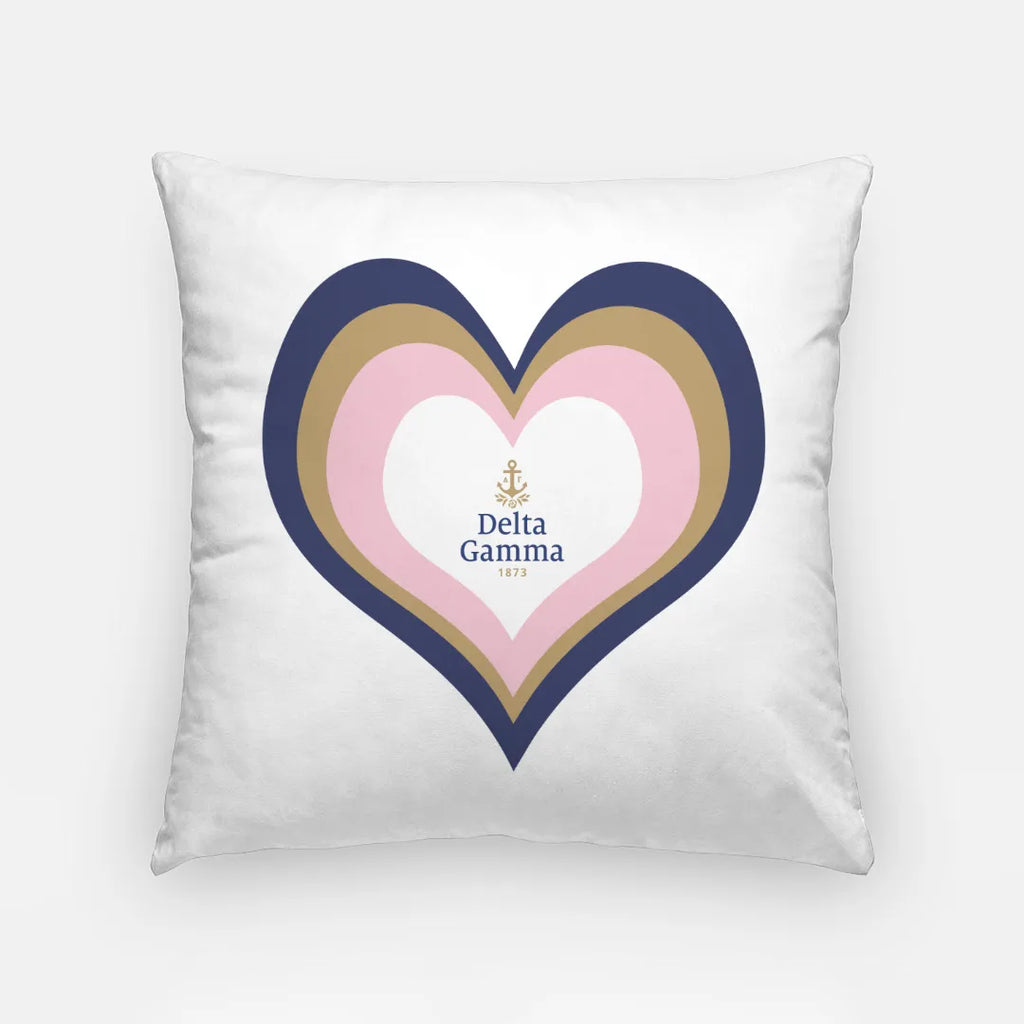 Delta Gamma Layered Heart Throw Pillow Cover - 18" | Gifts an Decor | Festive Fit Home