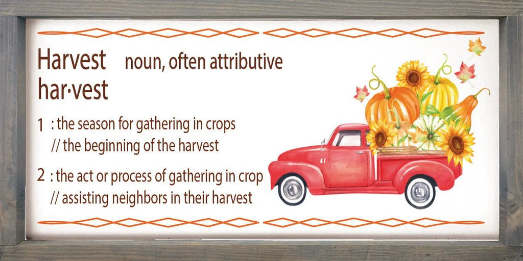 Autumn Harvest Truck - Definition - Farmhouse Wood Sign - 12"x24" - Festive Fit Home