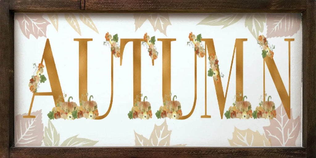 "AUTUMN" Large Farmhouse Wood Sign - 12"x24" - Festive Fit Home