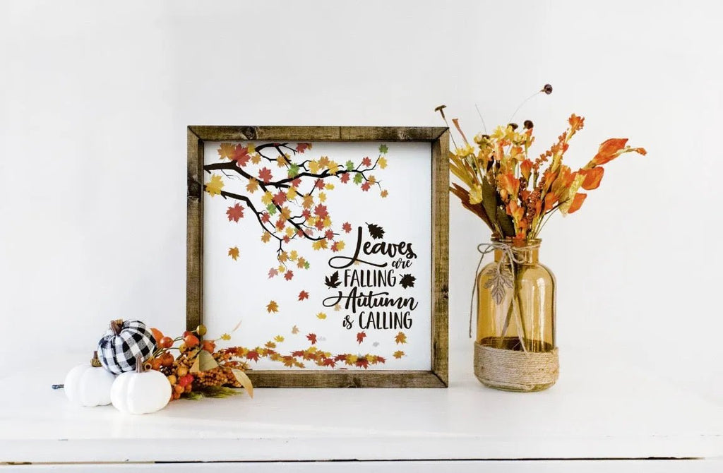 Autumn Leaves are Calling Wood Sign - 12"x12" - Festive Fit Home