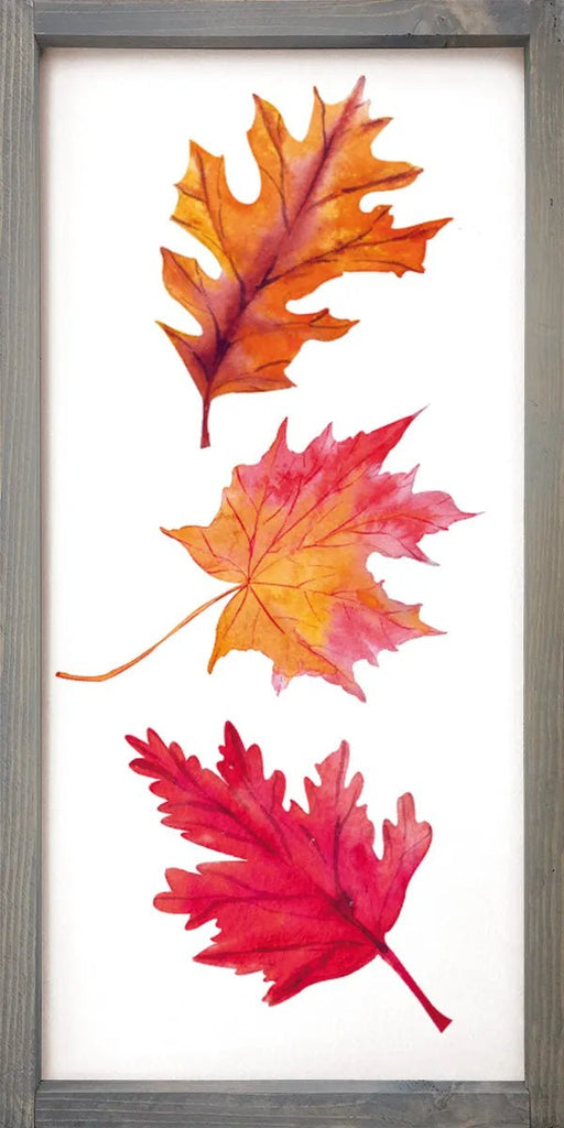 Autumn Maple Leaves Large Fall Wood Framed Art - 12"x24" - Festive Fit Home