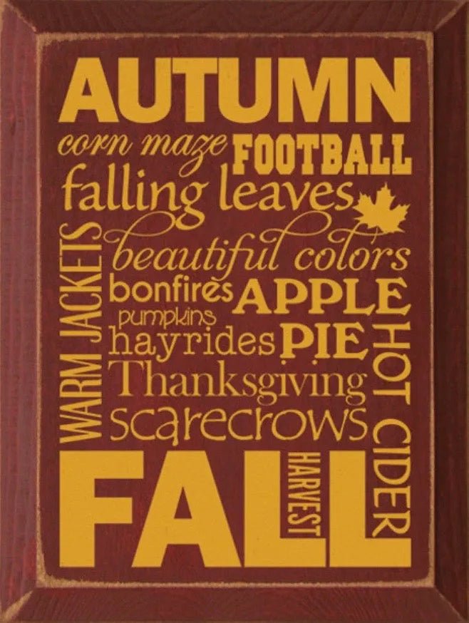 Autumn Season Subway Style Wood Sign - 9"x12" - Festive Fit Home