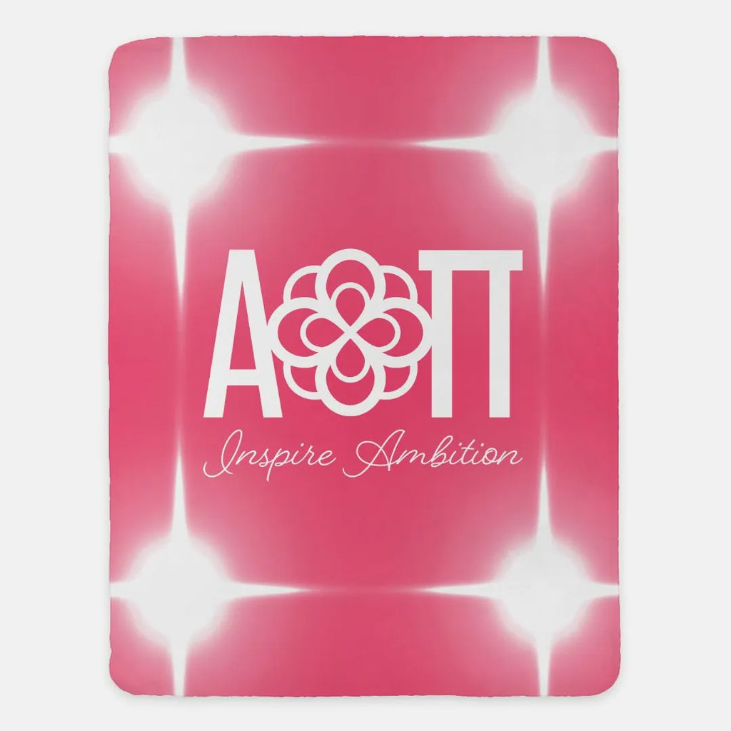 Alpha Omicron Pi Sherpa Blanket - Pink Flashing Lights 60"x80" | AOII Gifts and Decor | Festive Fit Home