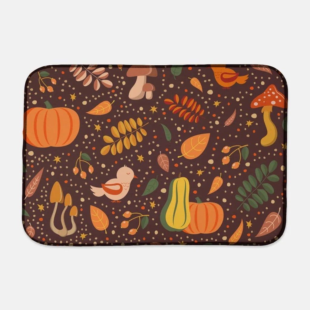 Birds Pumpkins and Gourds Autumn Dish Drying Mat - Festive Fit Home