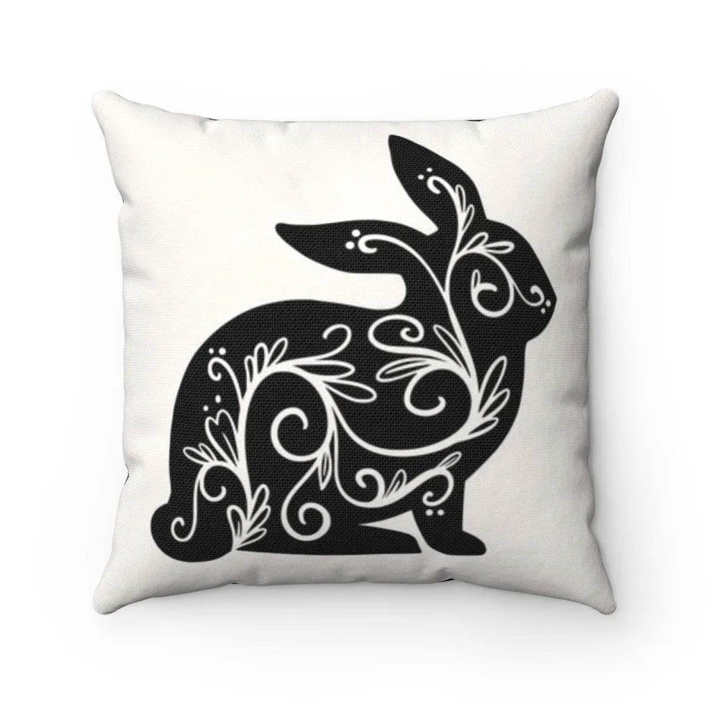 Bunny Silhouette Pillow Cover (Black | Right) - Festive Fit Home