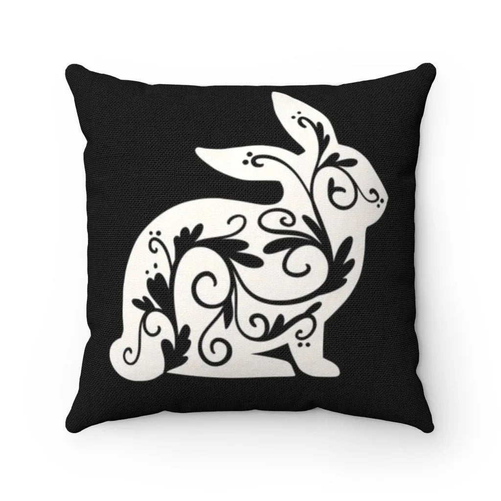 Bunny Silhouette Pillow Cover (White - Right) - Festive Fit Home