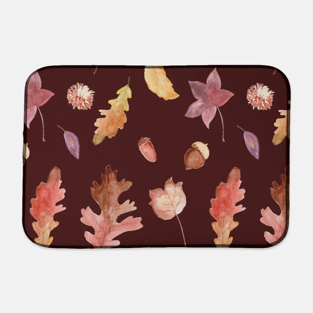 Burgundy Leaves Fall Dish Drying Mat - Festive Fit Home