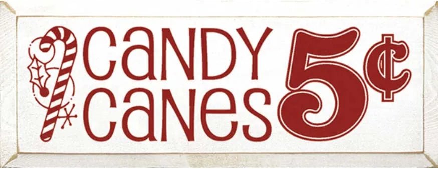 Candy Cane Wood Holiday Sign - 7