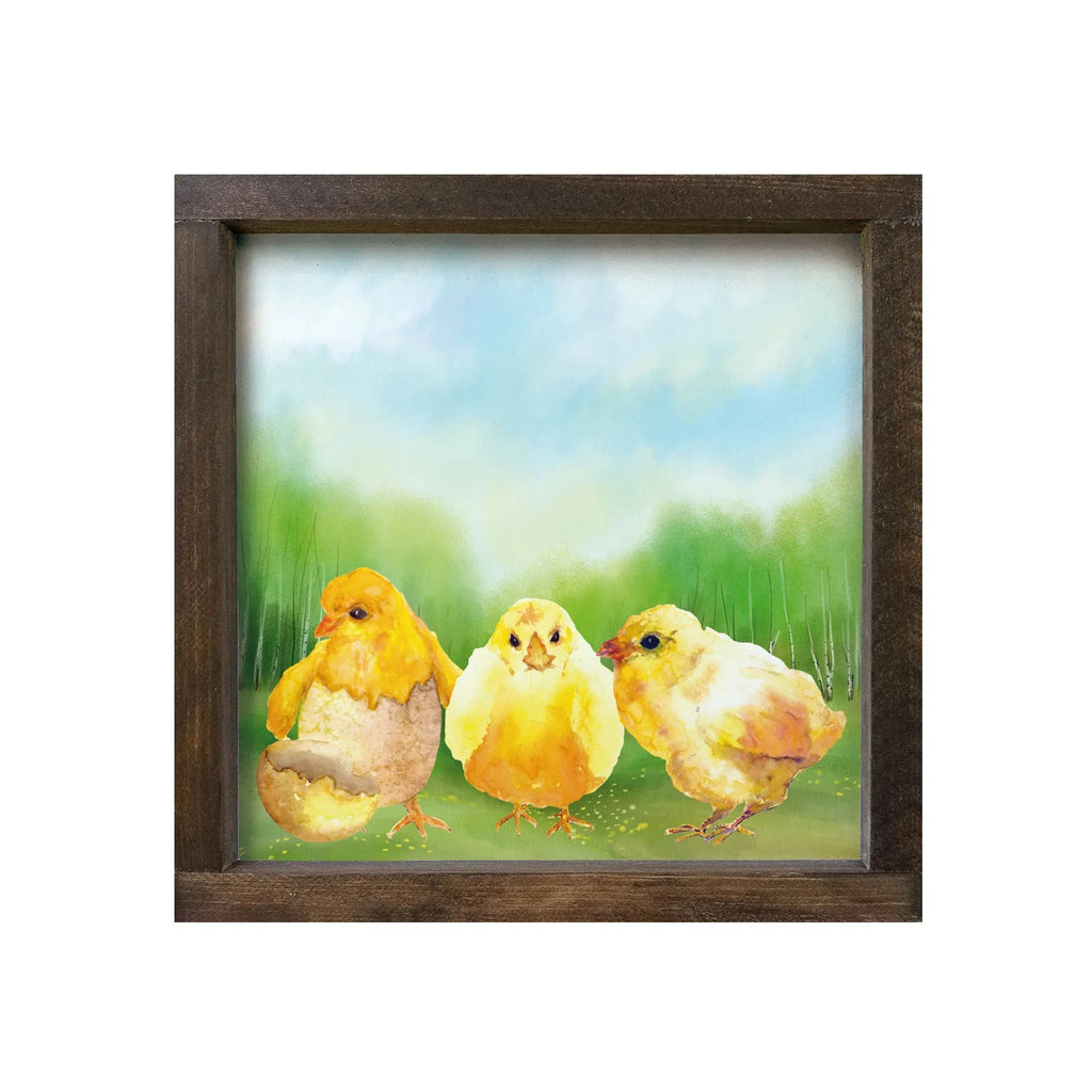 Chicks Farmhouse Art Framed Wood Sign - 12"x12" - Festive Fit Home