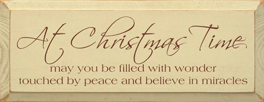 Christmas Quote Sign - Filled with Wonder, Touched by Peace - 7"x18" - Festive Fit Home