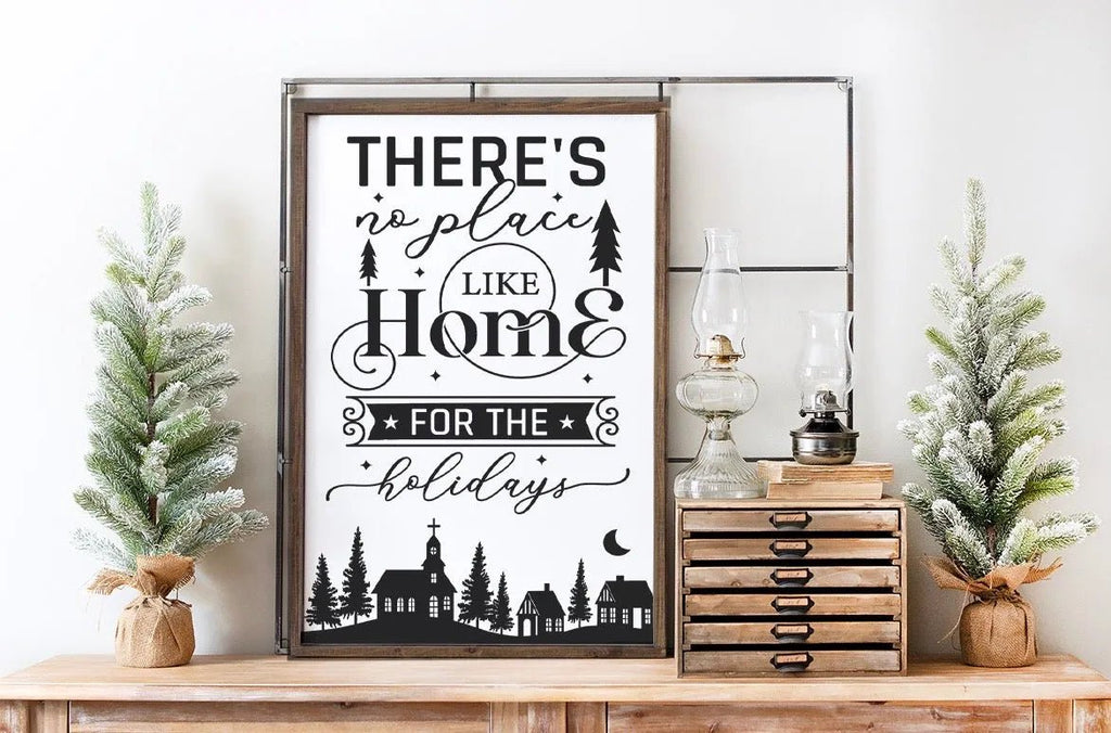 Christmas Quote Sign - No Place Like Home for the Holidays - 24"x36" - Festive Fit Home