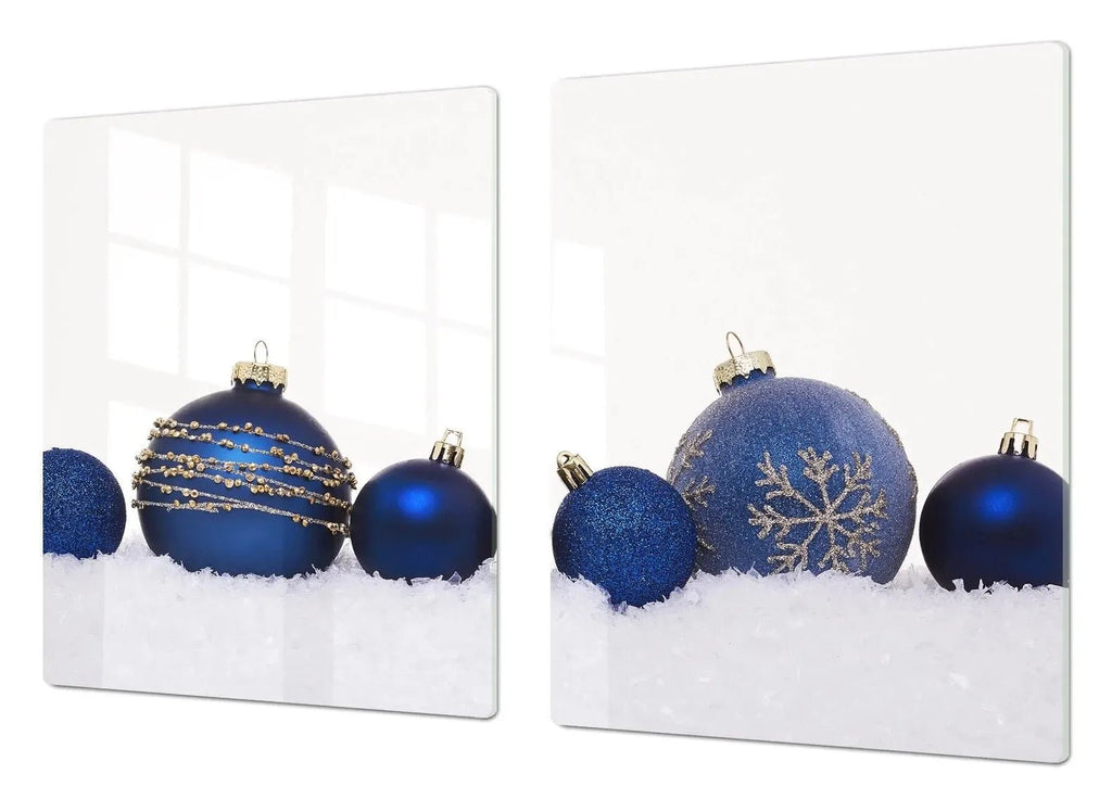 Cooktop Top Cover - Blue Christmas Ornaments | Gas and Induction Electric Stove Top Cover | Charcuterie and Cutting Boards Charcuterie Board - Festive Fit Home