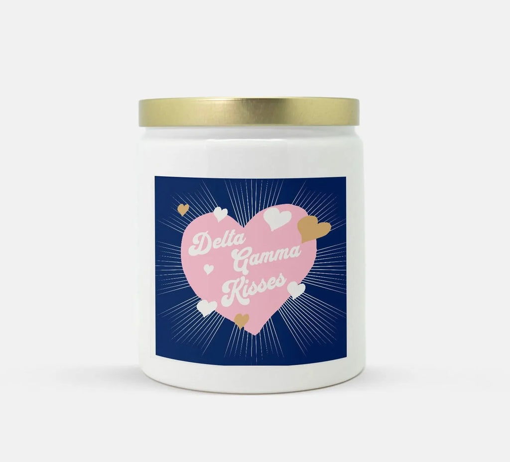 Delta Gamma Kisses Candle Ceramic 8oz | Official Merchandise | Gifts and Dorm Decor | Festive Fit Home