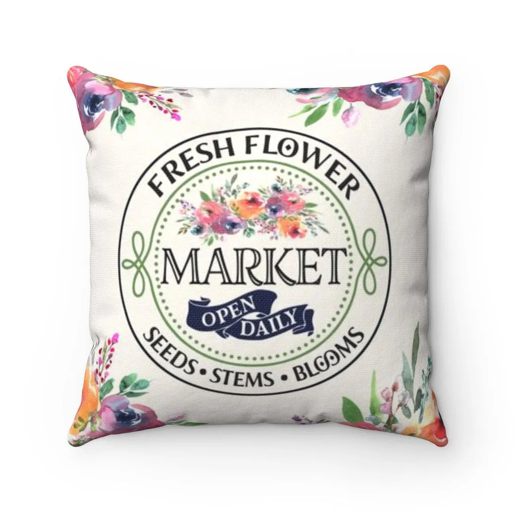 Fresh Flower Market Throw Pillow Cover | Spring Throw Pillow and Decor | Festive Fit Home