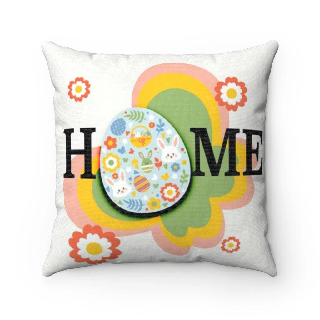 Easter Throw Pillow Cover "HOME" Easter Egg  | Easter Home Decor | Festive Fit Home