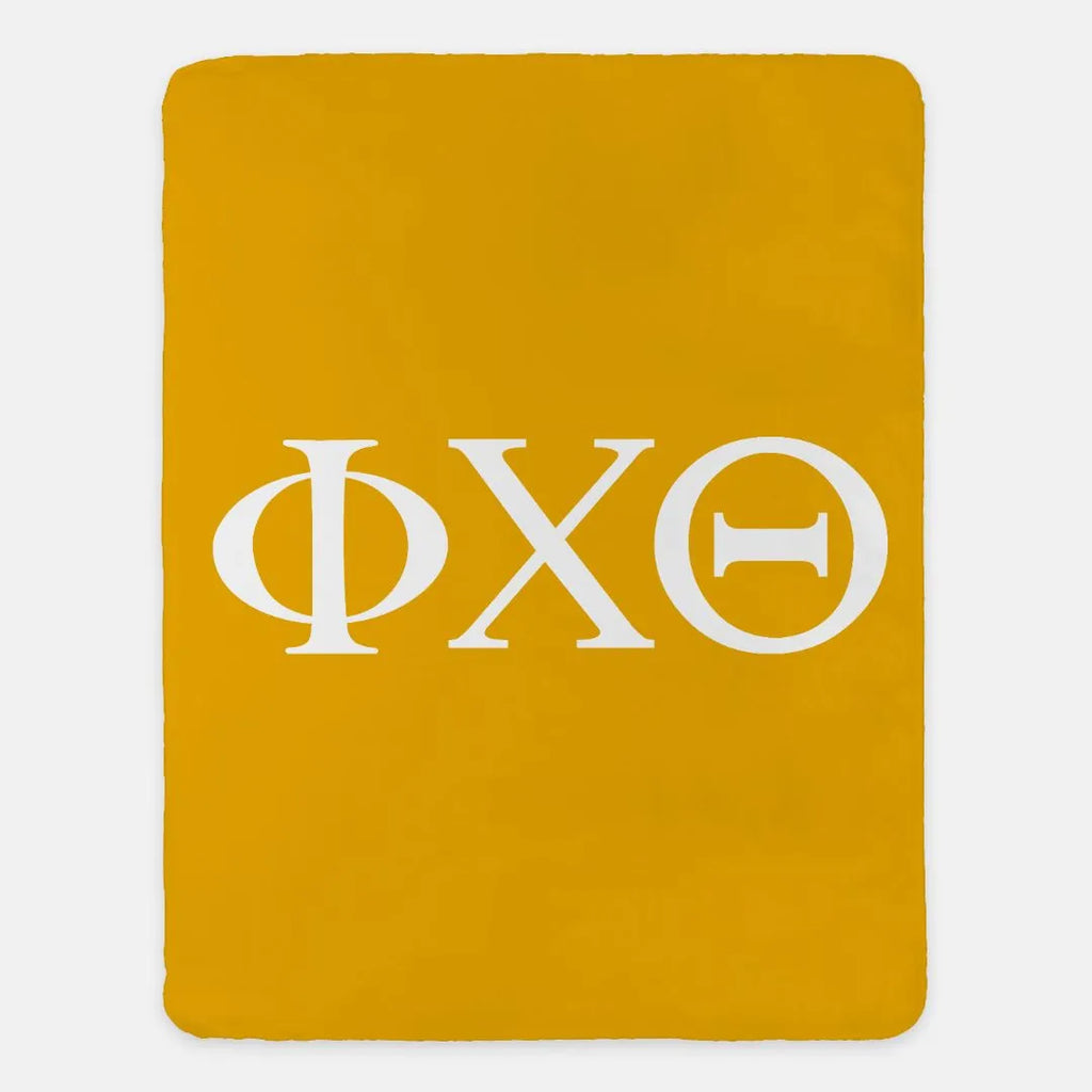 Phi Chi Theta XL 60x80 Sherpa Blanket - Gold | Custom Gifts and Decor