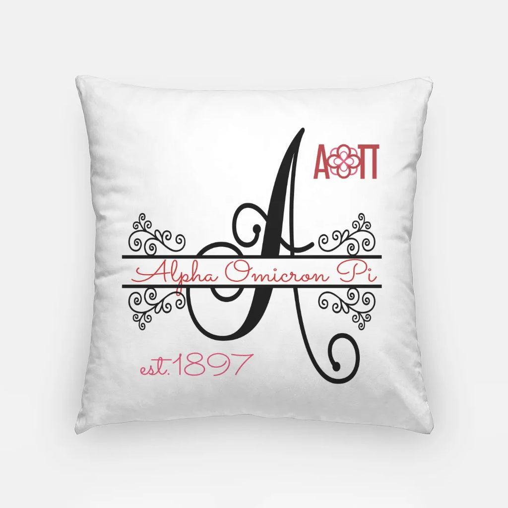 Alpha Omicron Pi Monogram Pillow Cover - 18" | Gifts | Decor | AOII | Merechandise | Festive Fit Home