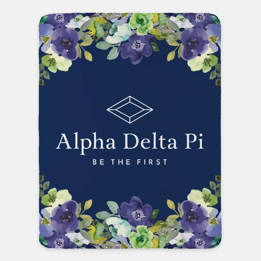 Alpha Delta Pi XL 60x80 Sherpa Throw Blanket Traditional Violet Frame