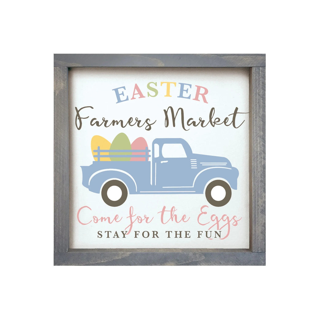 Easter Farmers Truck Framed Wood Sign - 12"x12" - Festive Fit Home