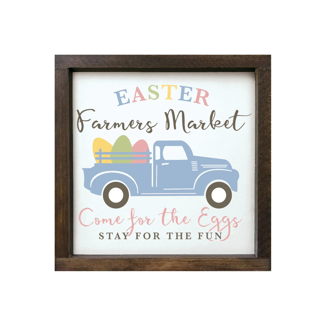 Easter Farmers Truck Framed Wood Sign - 12"x12" - Festive Fit Home