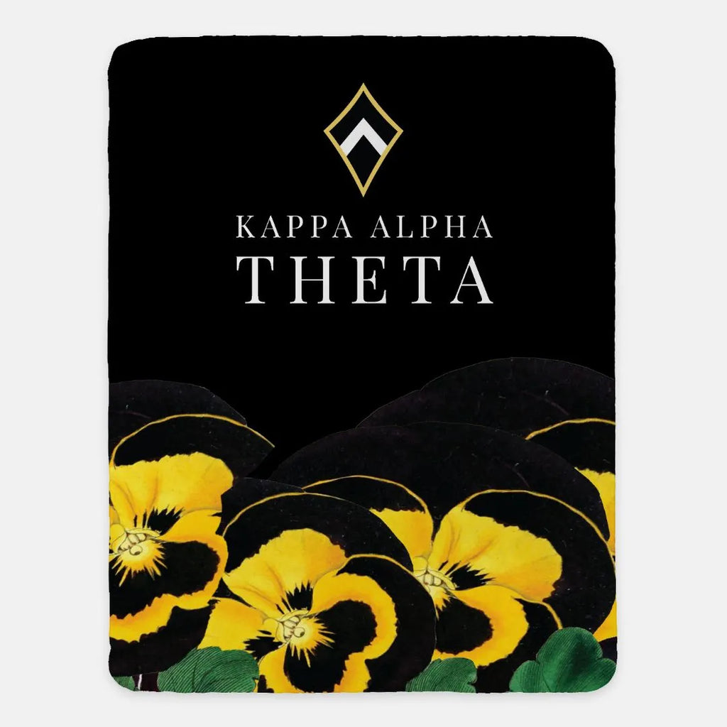 Kappa Alpha Theta Sherpa Blanket XL 60x80 Pansy | Custom Gifts & Decor