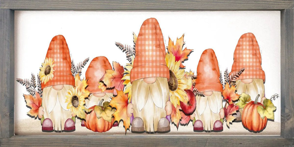 Fall Gnomes Large Framed Art - 12"x24" - Festive Fit Home