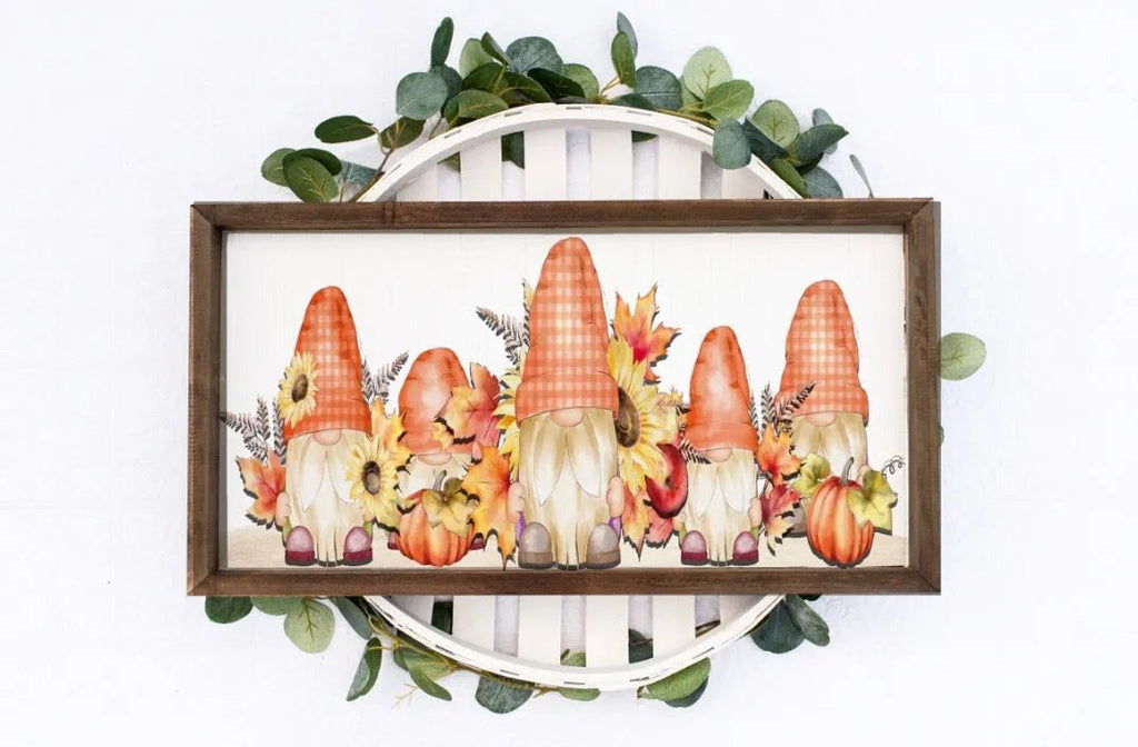 Fall Gnomes Large Framed Art - 12"x24" - Festive Fit Home