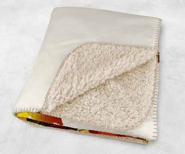 Fall Throw Sherpa Blanket - Modern Leaves - 60" x 80" - Festive Fit Home